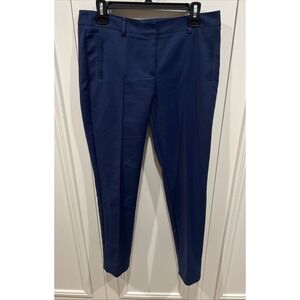 Akris Punto Navy Dress Pants Front Seam Side Zip Career Quiet Luxury FLAW